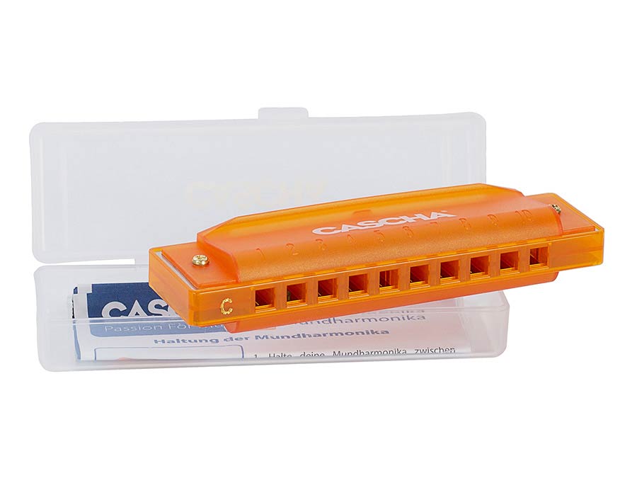 ARMÓNICA CASCHA FUN BLUES NARANJA INCLUYE ESTUCHE RIGIDO Y FOLLETO