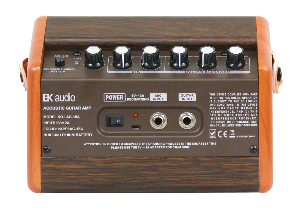 AG15A AMPLIFICADOR GUITARRA ACÚSTICA EK AUDIO DE 15W CON BATERÍA RECARGABLE