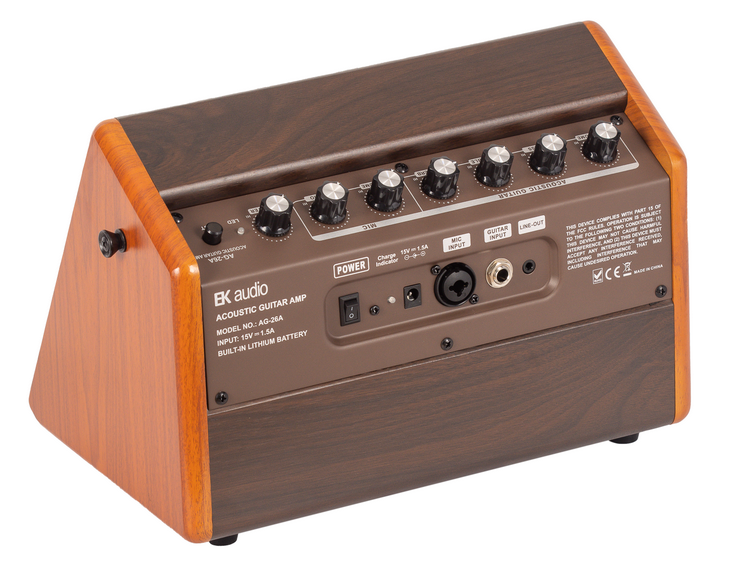 AG26A AMPLIFICADOR GUITARRA ACÚSTICA EK AUDIO DE 25W CON BATERÍA RECARGABLE