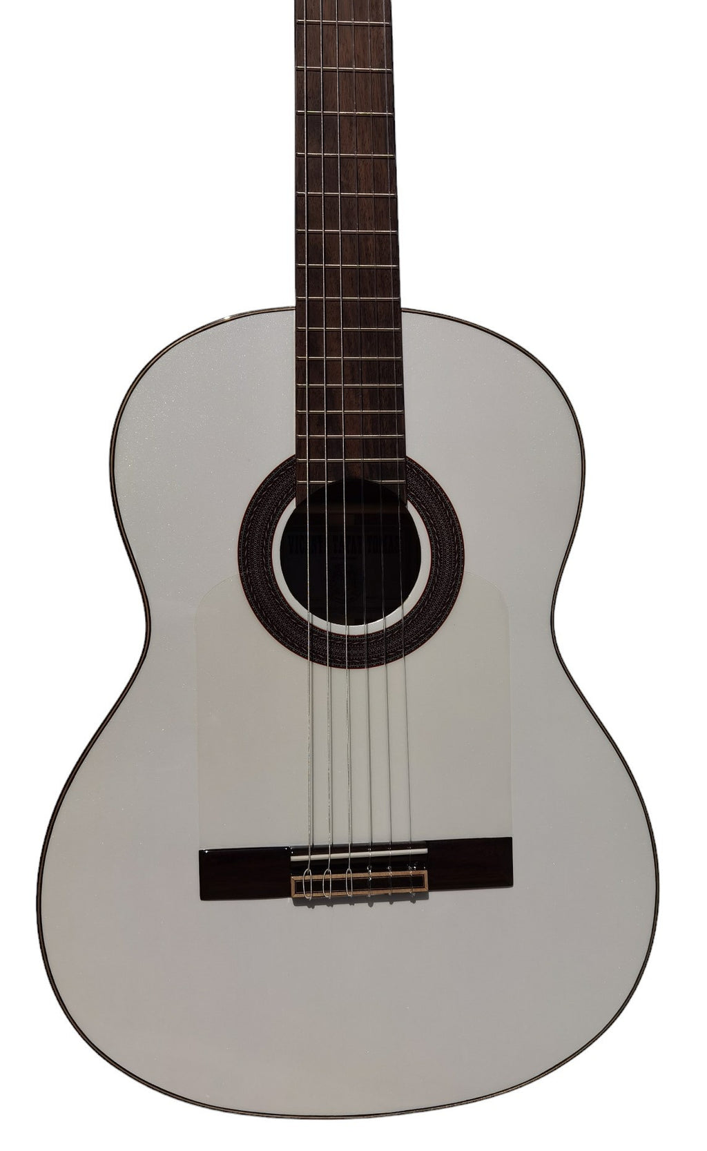 Vicente Tatay Perla Guitarra Flamenca Blanca de Cipres (Sicomoro) y Tapa Maciza, Pintada de Blanco Perlado