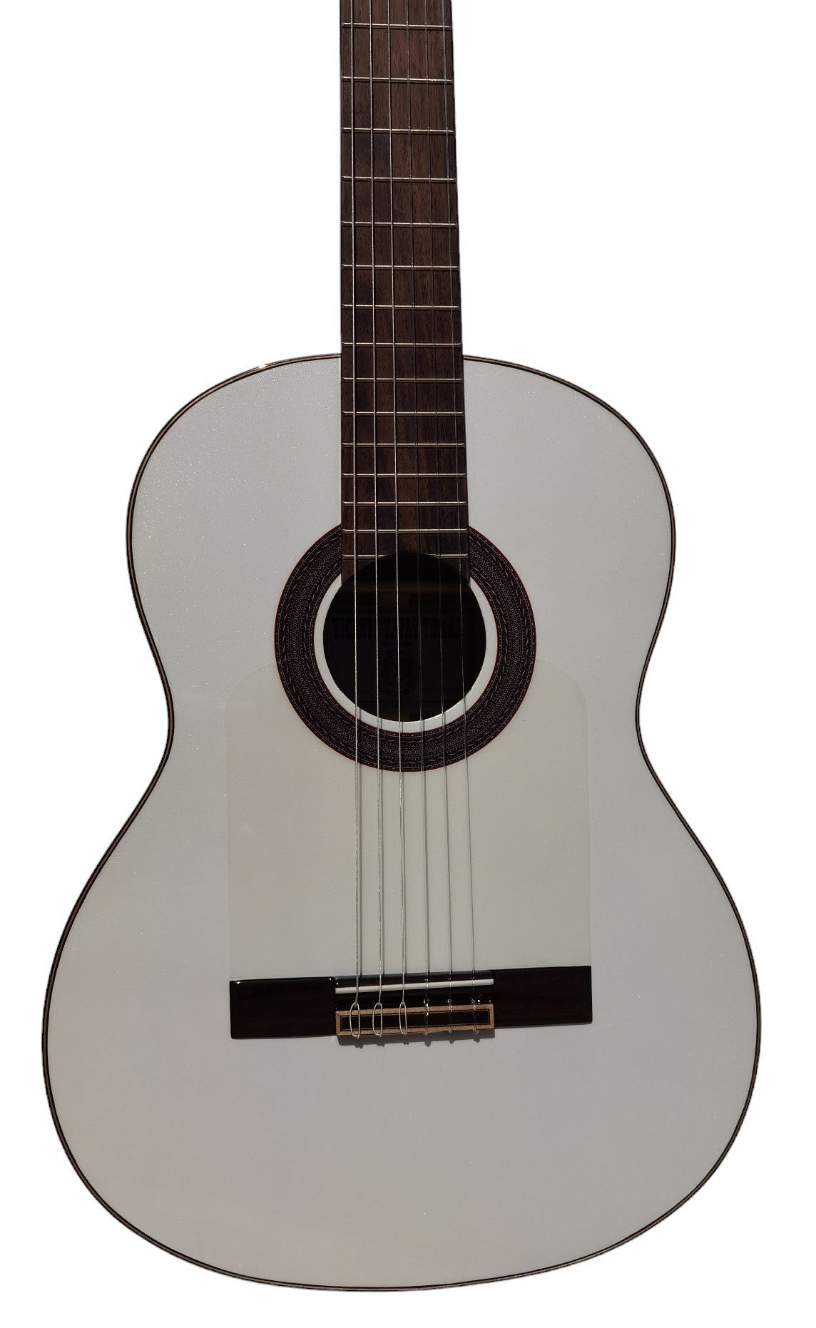Vicente Tatay Perla Guitarra Flamenca Blanca de Cipres (Sicomoro) y Tapa Maciza, Pintada de Blanco Perlado
