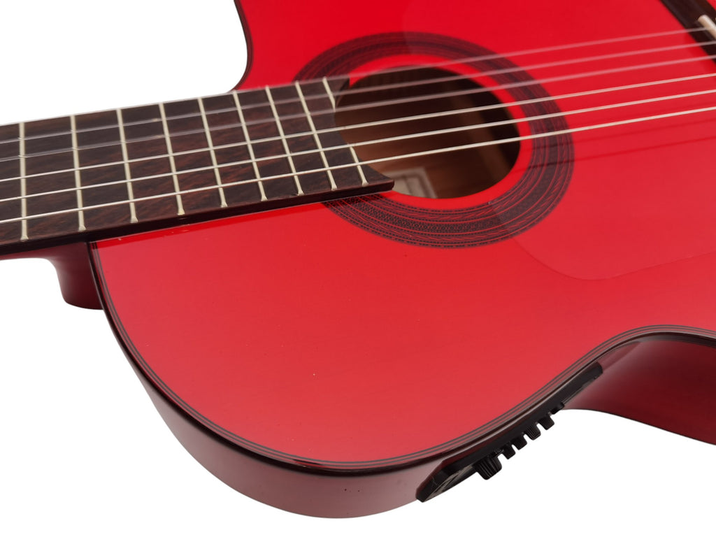 C320.590 CEQ Roja Guitarra Flamenca Vicente Tatay - Fondo de Sicomoro con Tapa Maciza de Abeto - EQ Fishman PSY-301 y Cutaway
