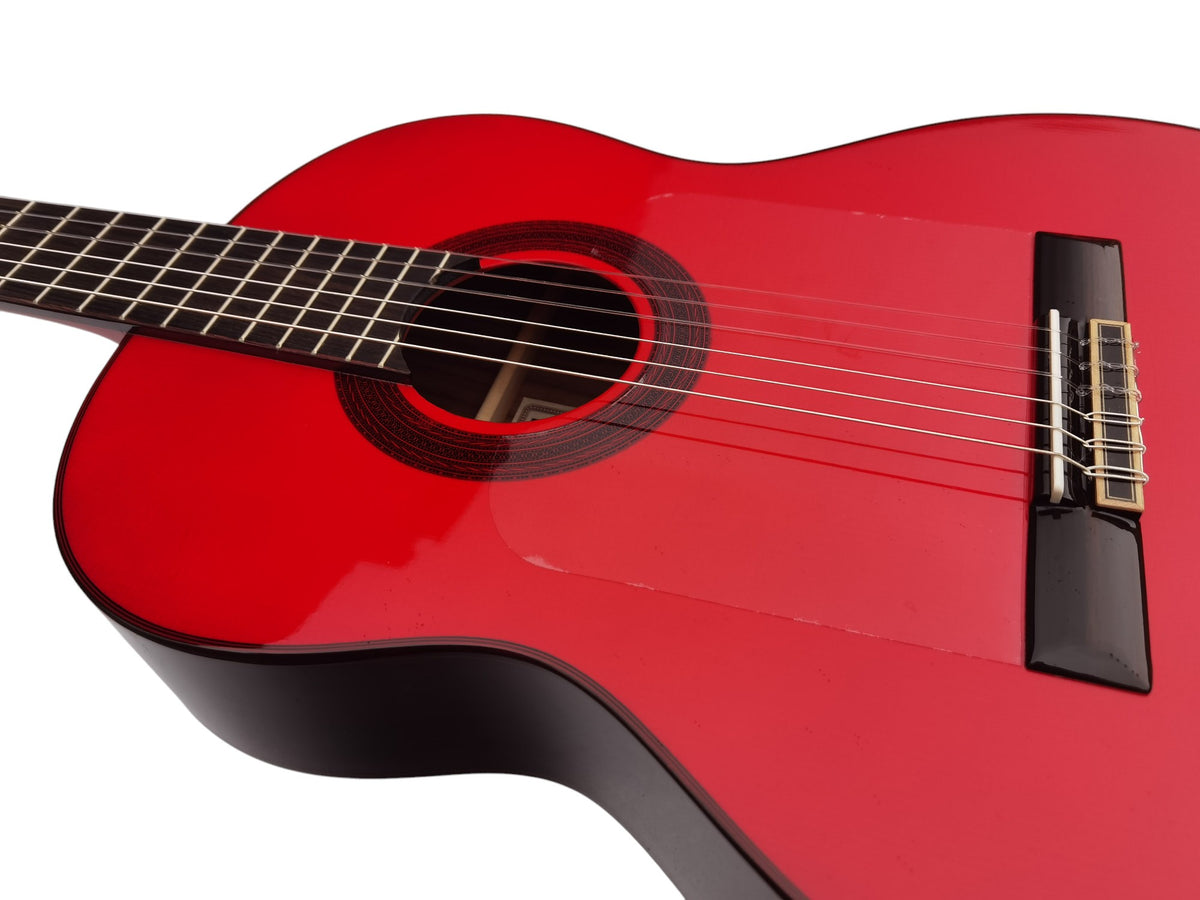 C320.590RS Roja Guitarra Flamenca Vicente Tatay - Fondo de Palosanto con Tapa Maciza de Abeto - Acabado Brillo Teñida de Rojo