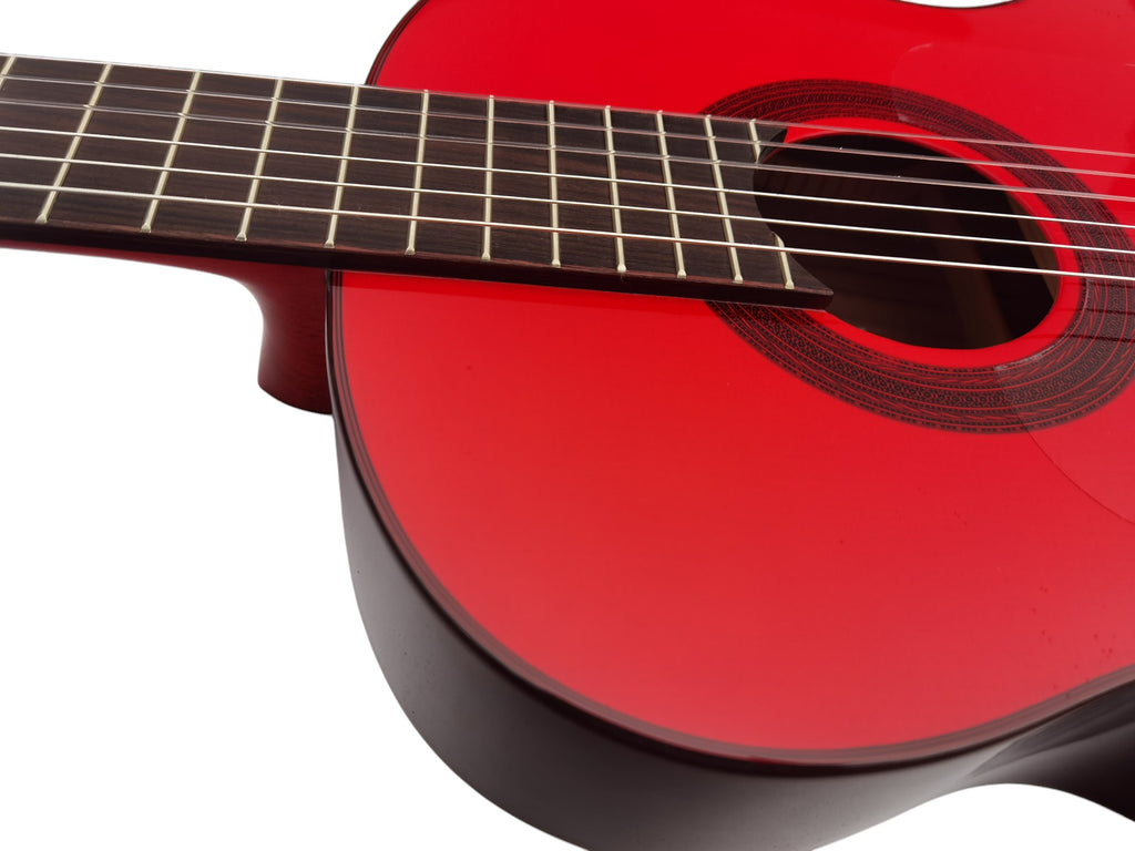 C320.590RS Roja Guitarra Flamenca Vicente Tatay - Fondo de Palosanto con Tapa Maciza de Abeto - Acabado Brillo Teñida de Rojo