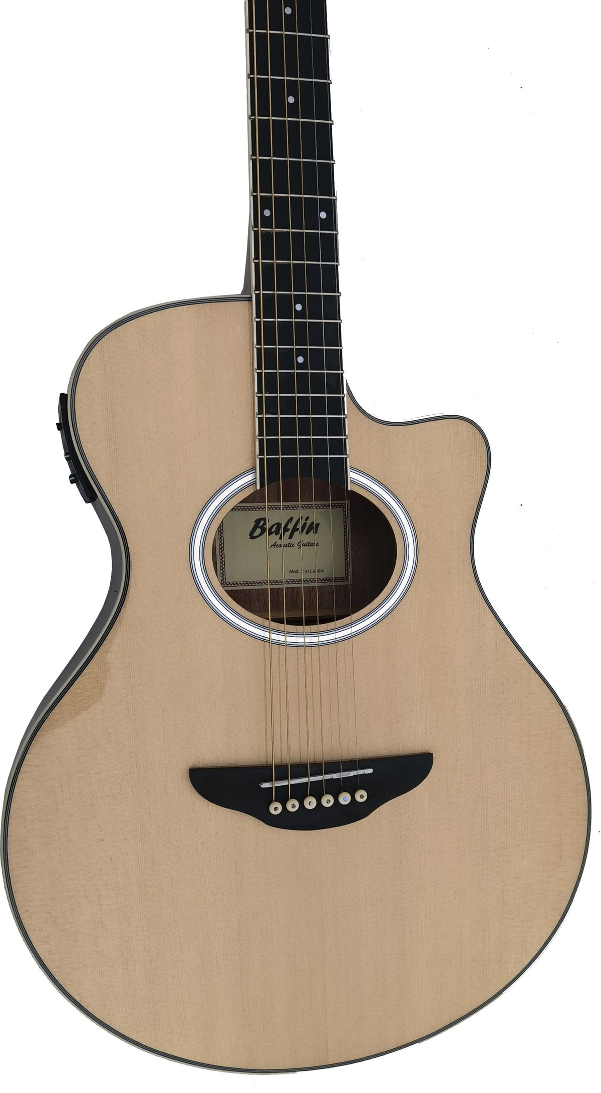 C331.646NMEQ  Guitarra Electroacustica  Baffin Mini Jumbo tipo APX de Sapeli y EQ con Afinador Acabado Brillo