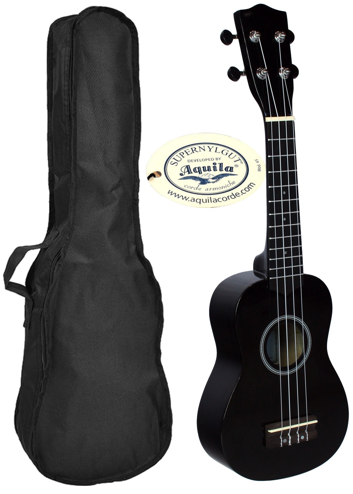 C380.050BK   Ukelele Soprano con Funda LANAI Color Negro Brillo