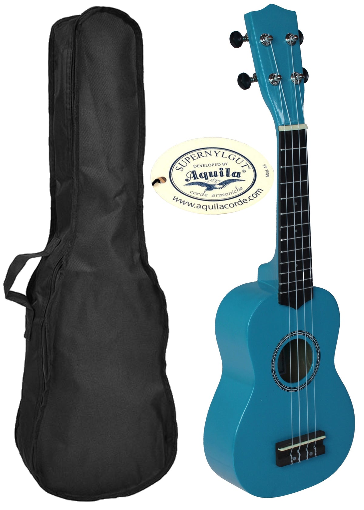 C380.050BL   Ukelele Soprano con Funda LANAI Color Azul Claro Brillo