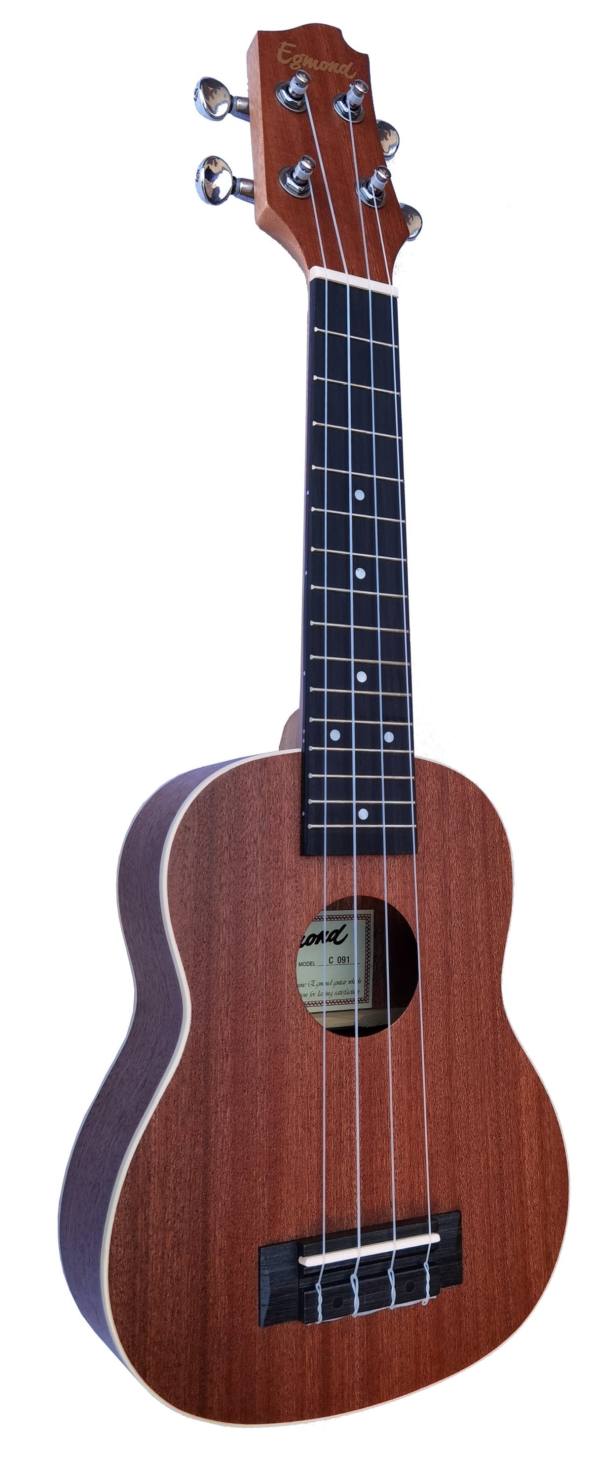 Egmond C380.091   Ukelele Soprano de sapeli mate Binding Negro