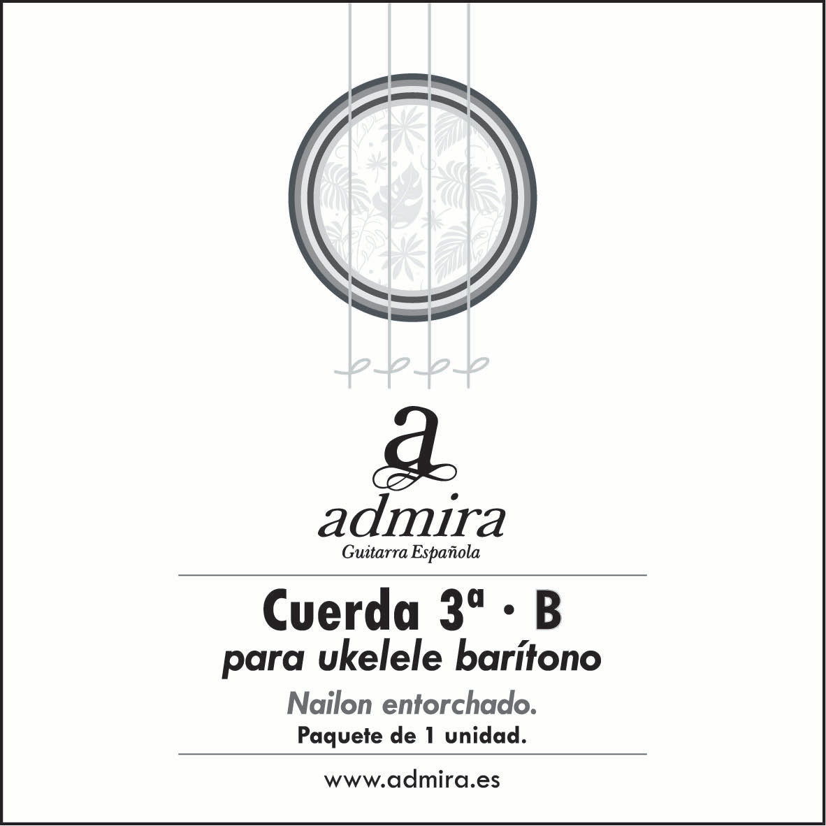 3ª CUERDA ADMIRA PARA UKELELE BARITONO NAILON ENTORCHADO CA503UKB