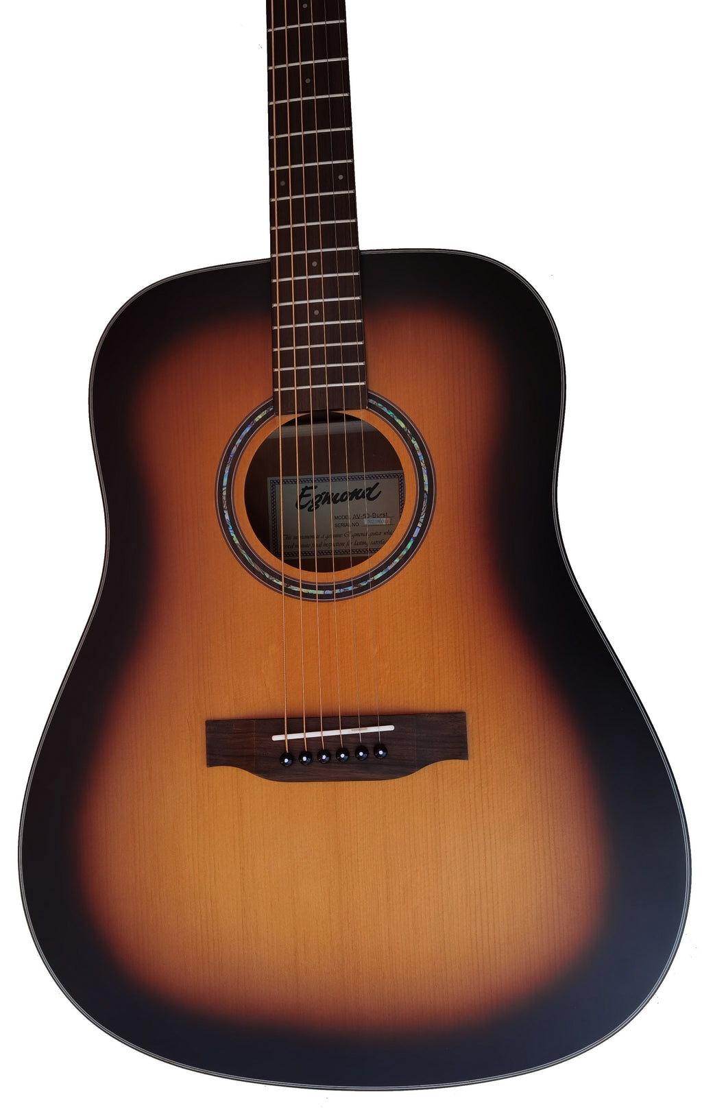 Egmond AV-50 Burst – Guitarra Acústica Dreadnought con Tapa Maciza de Abeto y Acabado Sunburst