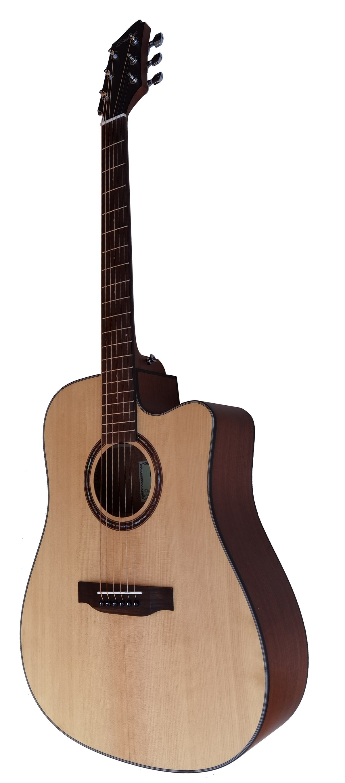 Egmond AV-50CE – Guitarra Electroacústica Dreadnought con Cutaway, Tapa Maciza de Abeto y Previo Fishman Presys II