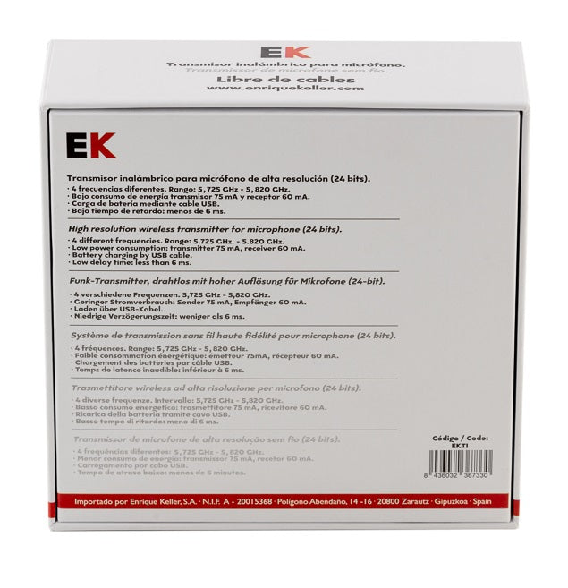 SISTEMA EK INALÁMBRICO TRANSMISOR/RECEPTOR PARA MICRÓFONO
