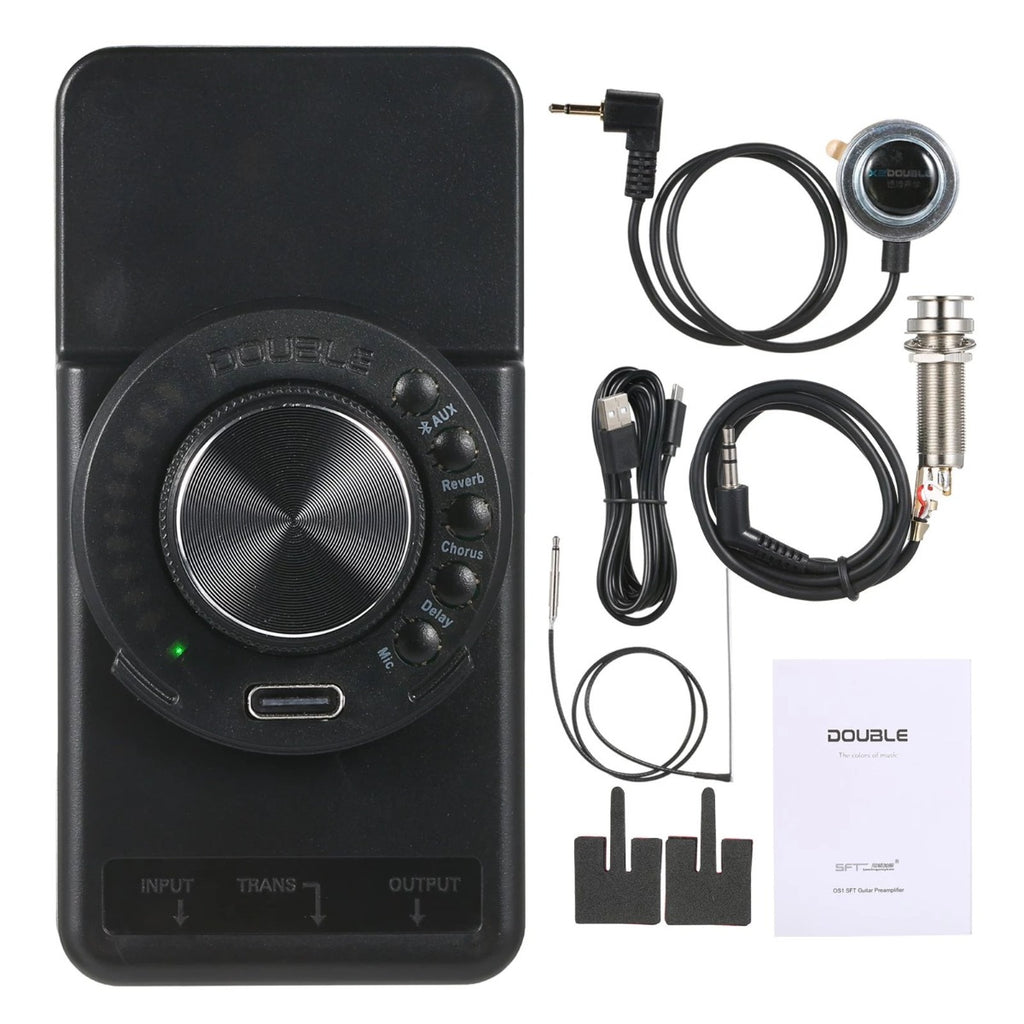 PREAMPLIFICADOR DE GUITARRA CLÁSICA Y ACÚSTICA CON CONEXIÓN BLUETOOTH, EFECTOS Y BATERÍA RECARGABLE 