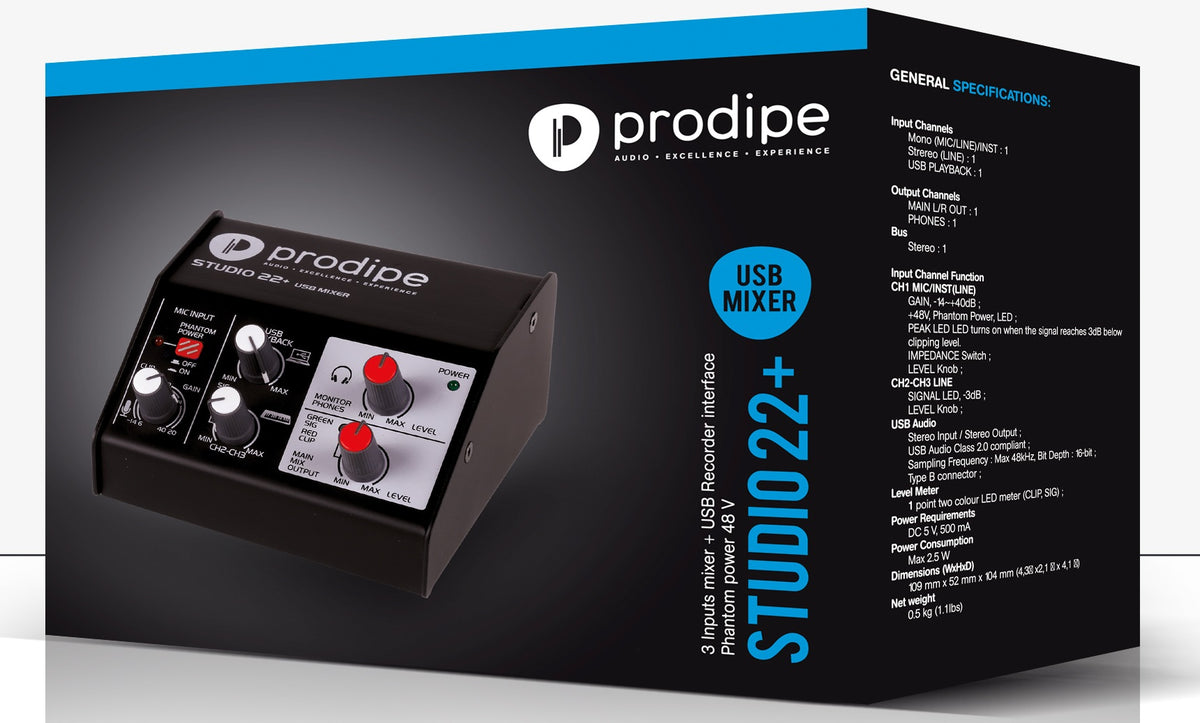 TARJETA DE SONIDO PRODIPE STUDIO 22 PLUS