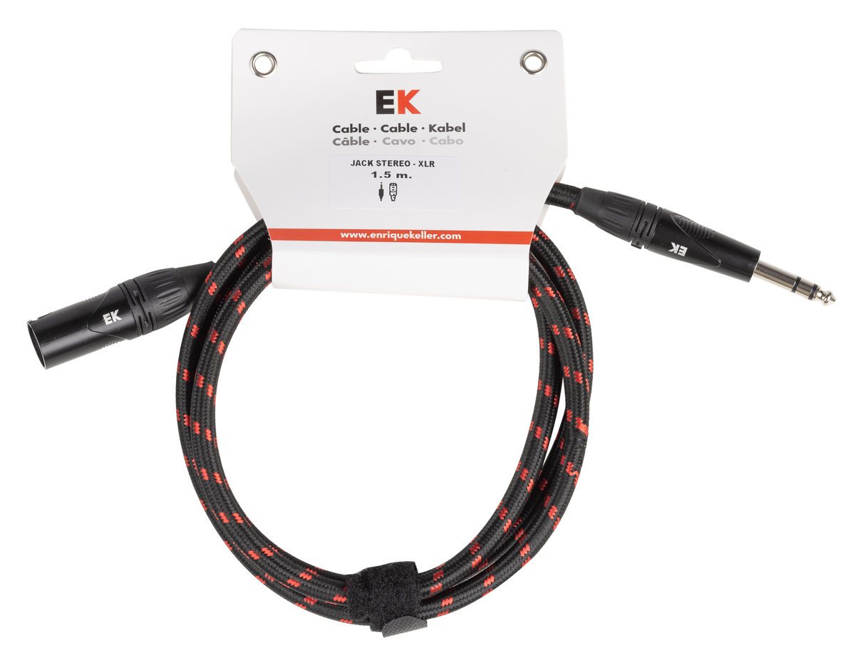 CABLE EK AUDIO JACK ESTÉREO - XLR MACHO DE TELA TRENZADA 1,5m