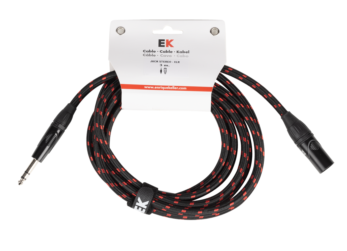 CABLE EK AUDIO JACK ESTÉREO - XLR MACHO DE TELA TRENZADA 3m