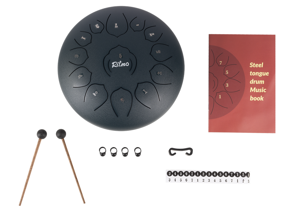 TONGUE DRUM DE 10” NEGRO 11 NOTAS 