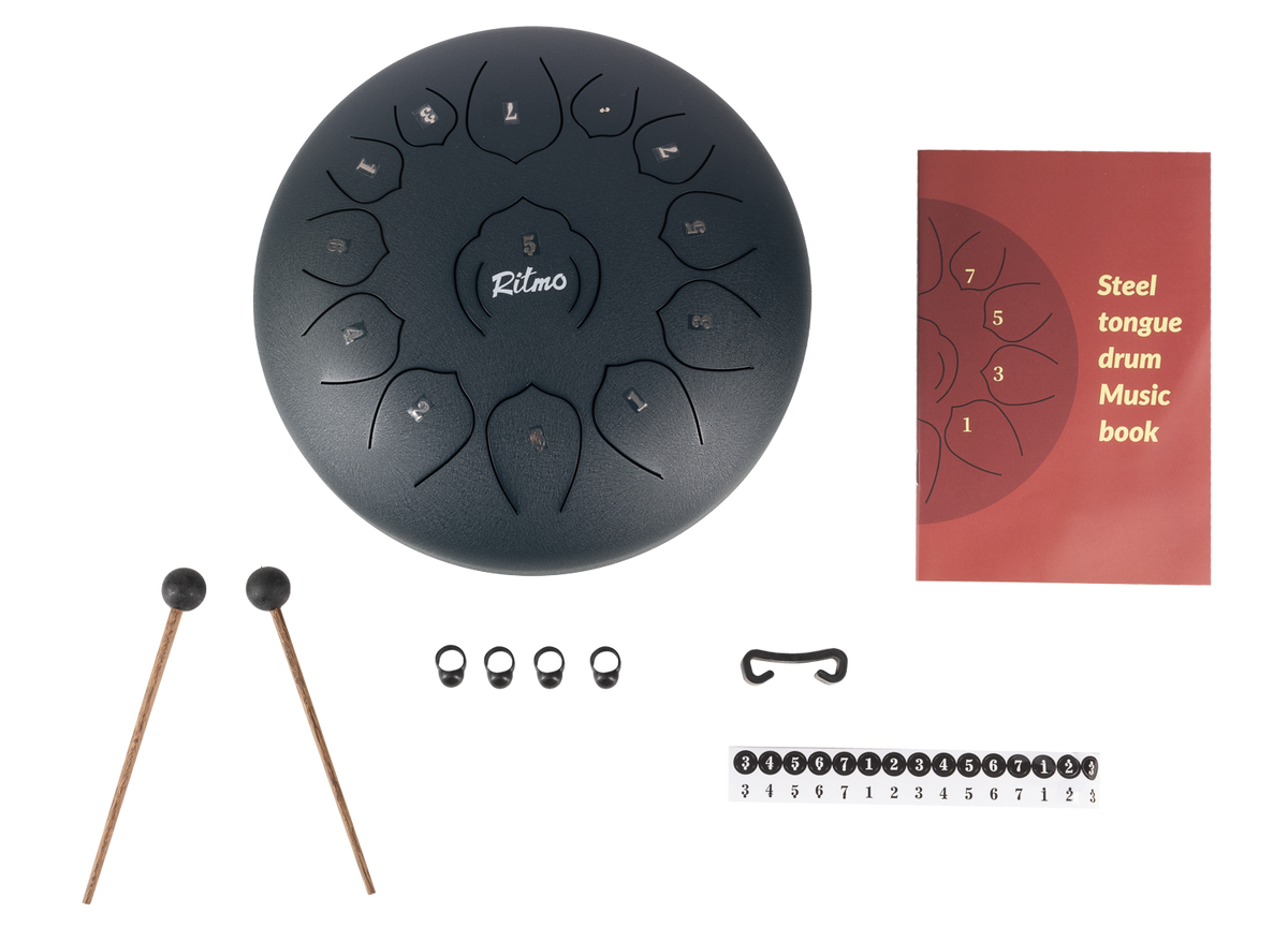 TONGUE DRUM DE 10” NEGRO 11 NOTAS 