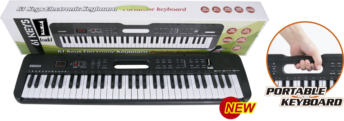 Teclado Isaki TC-619 de 61 Teclas con Cargador y Microfono