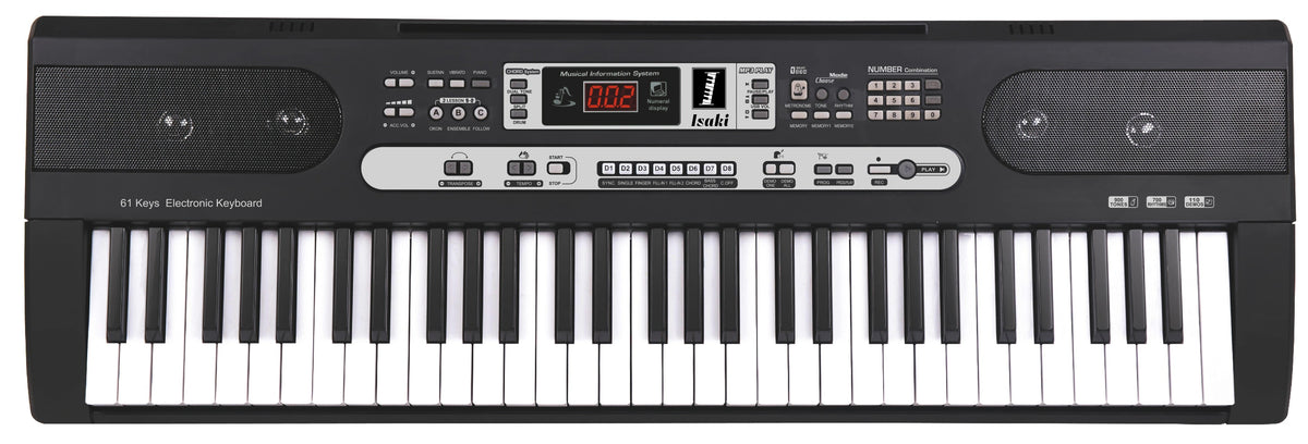 Teclado Isaki TC-612 de 61 Teclas Sensibles (128 polyphony y MIDI) Con Cargador y Pedal