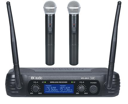 DOS MICRÓFONOS INALÁMBRICOS DE MANO EK VHF WR69LD