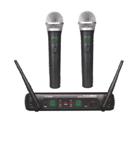 DOS MICRÓFONOS INALÁMBRICOS DE MANO EK UHF 