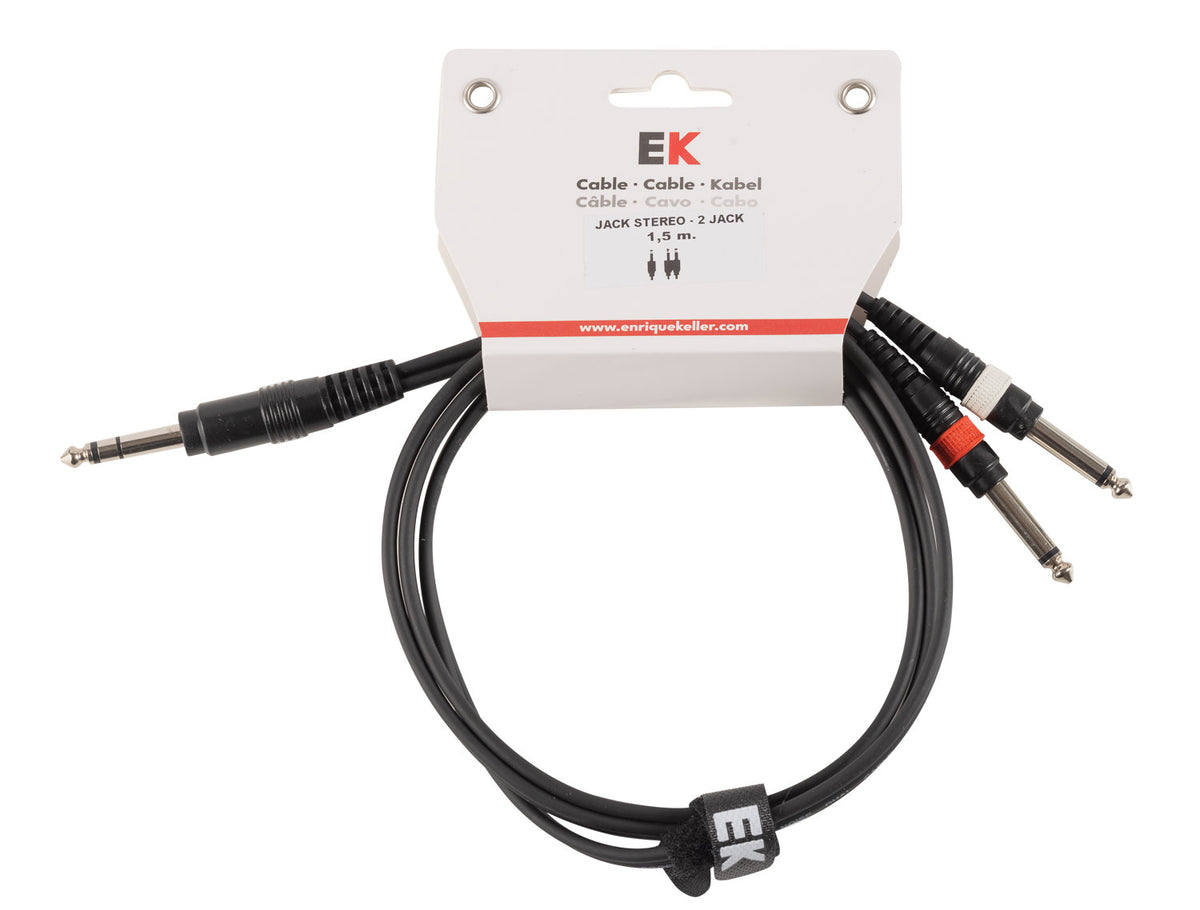 CABLE EK AUDIO JACK STEREO - JACK MONO X 2  1.5 M